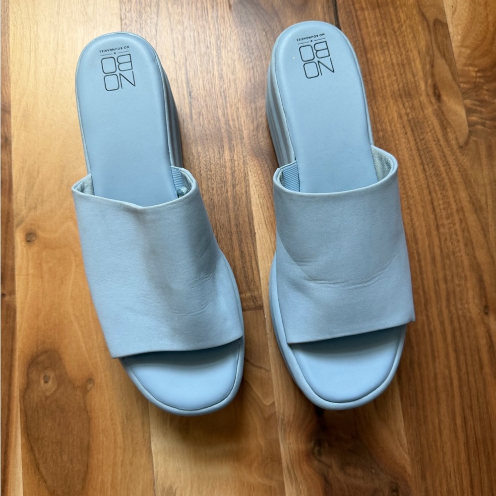 NOBO Pale Blue Slide Mules — Open Toe Women’s Slides